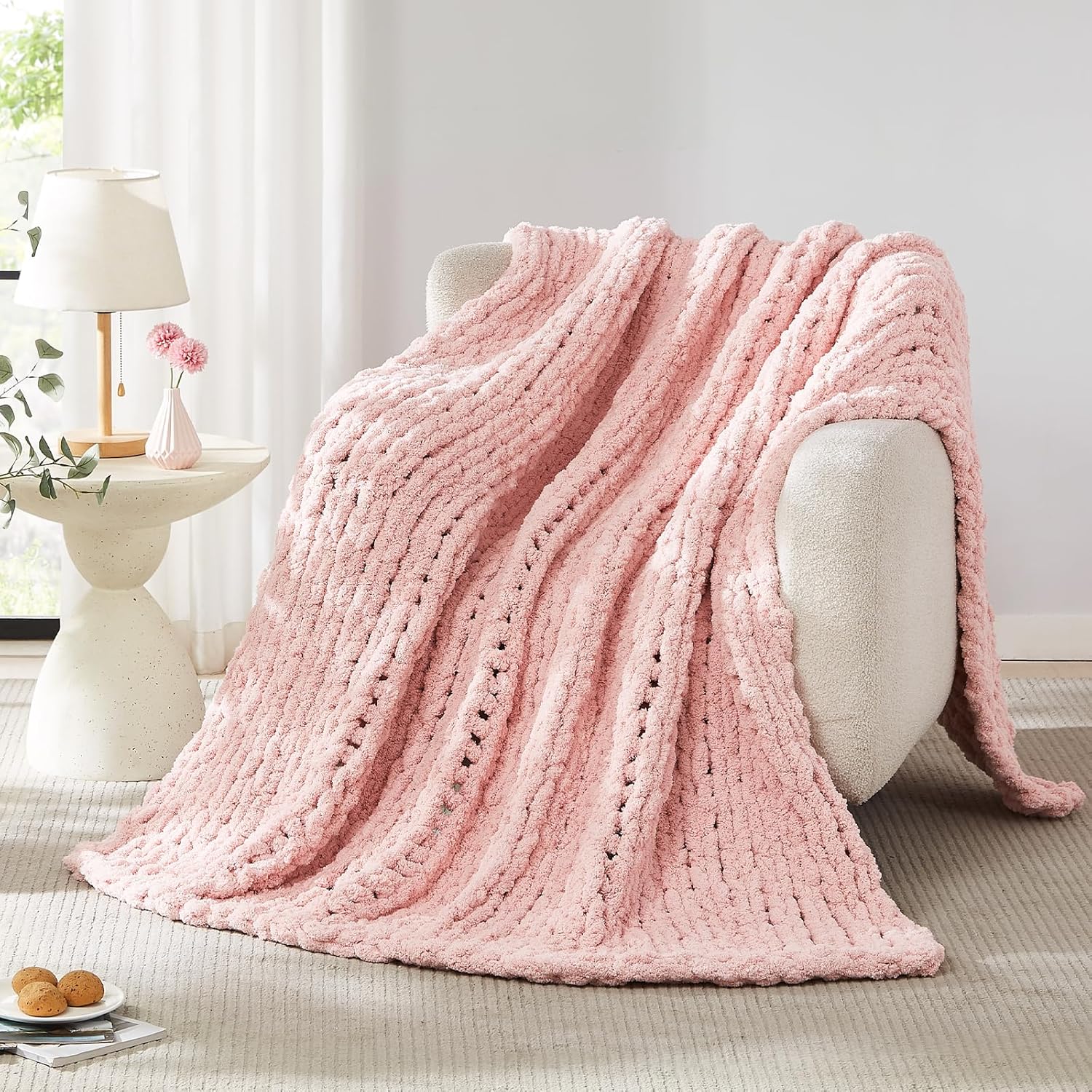 Throw Blanket Chunky Knit - Manta de punto grueso, manta de