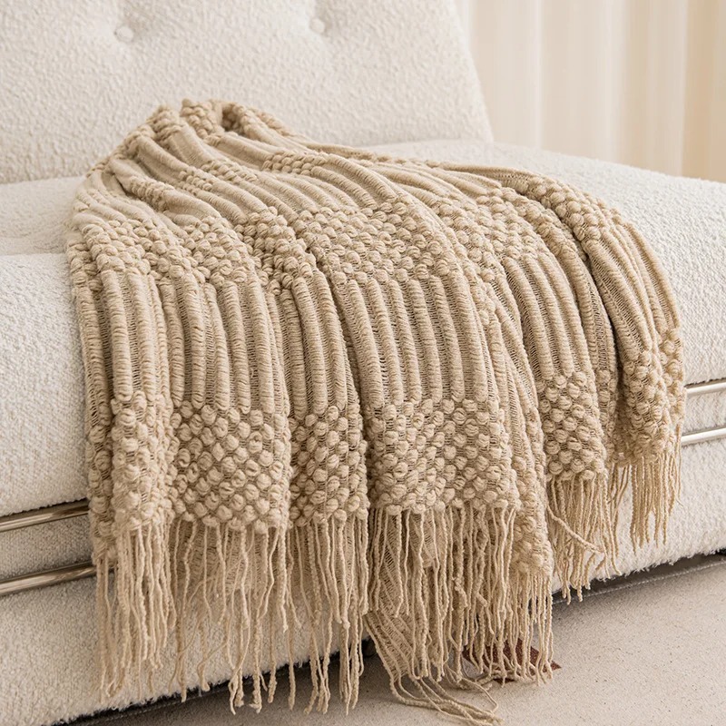 Manta de punto color caqui con - Throw Blanket Chunky Knit reseña y precio