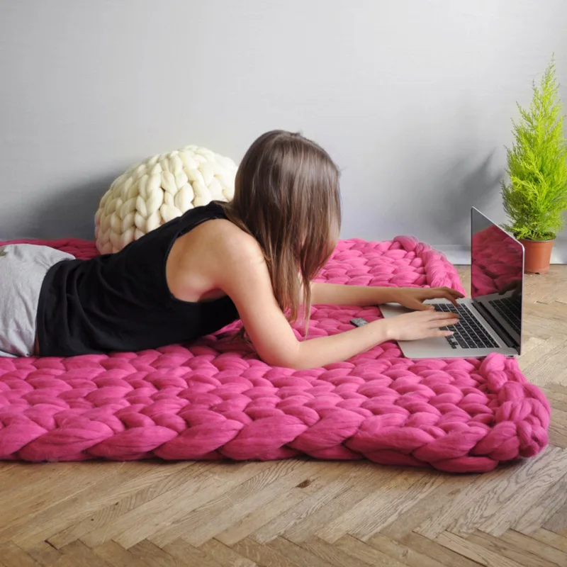 Manta de punto grueso hecha a  - Throw Blanket Chunky Knit reseña y precio