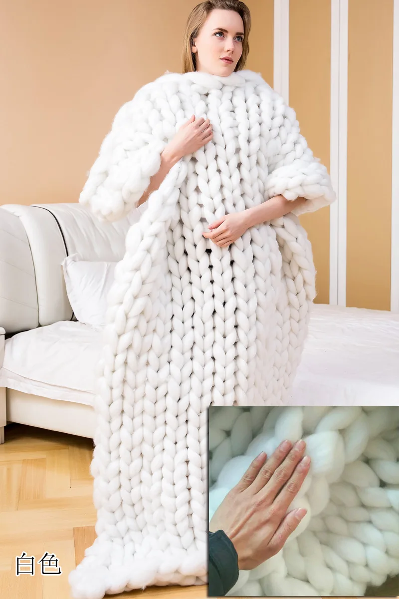 Manta de punto grueso hecha a  - Throw Blanket Chunky Knit reseña y precio