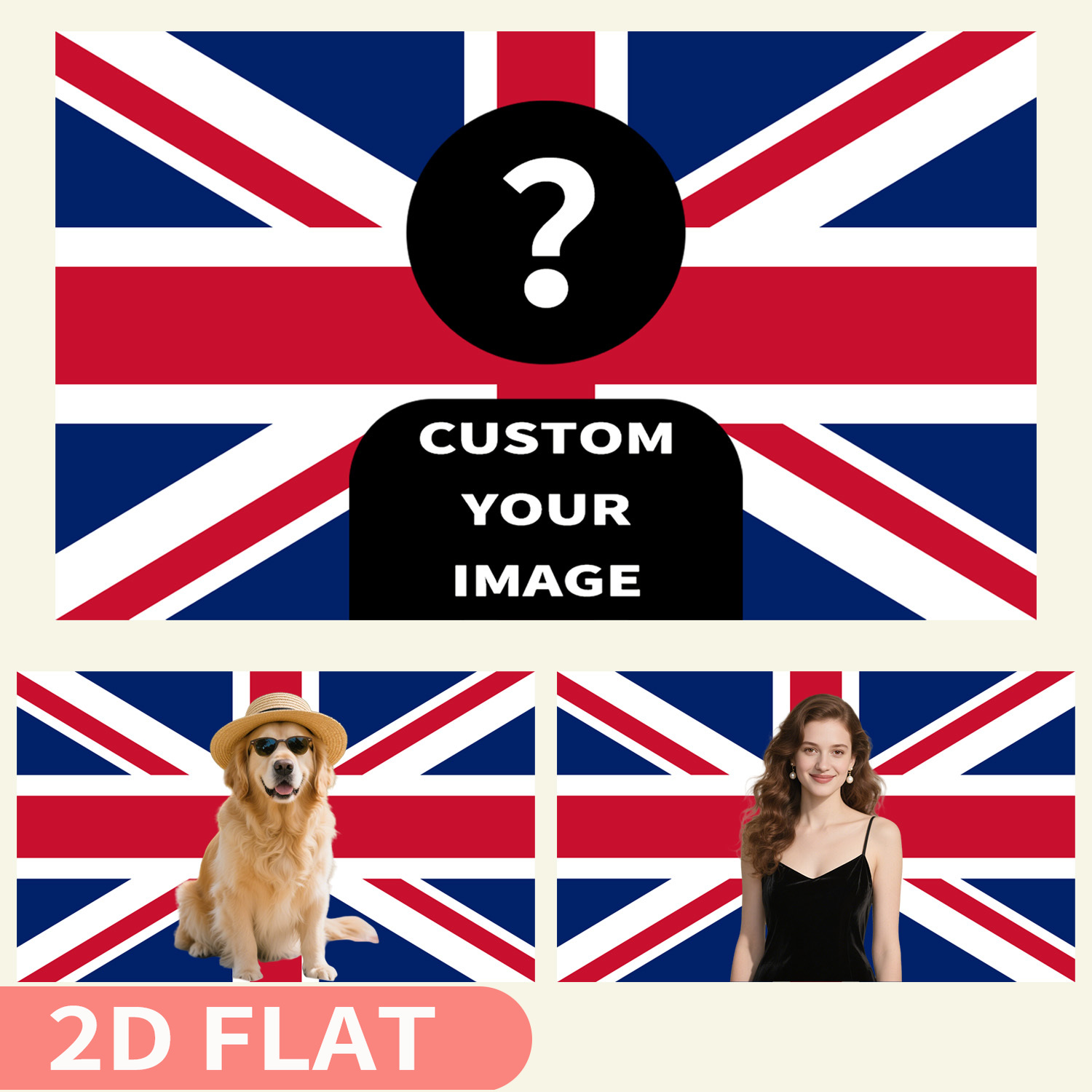 1 pancarta británica 2D plana  - Home Textiles Uk reseña y precio