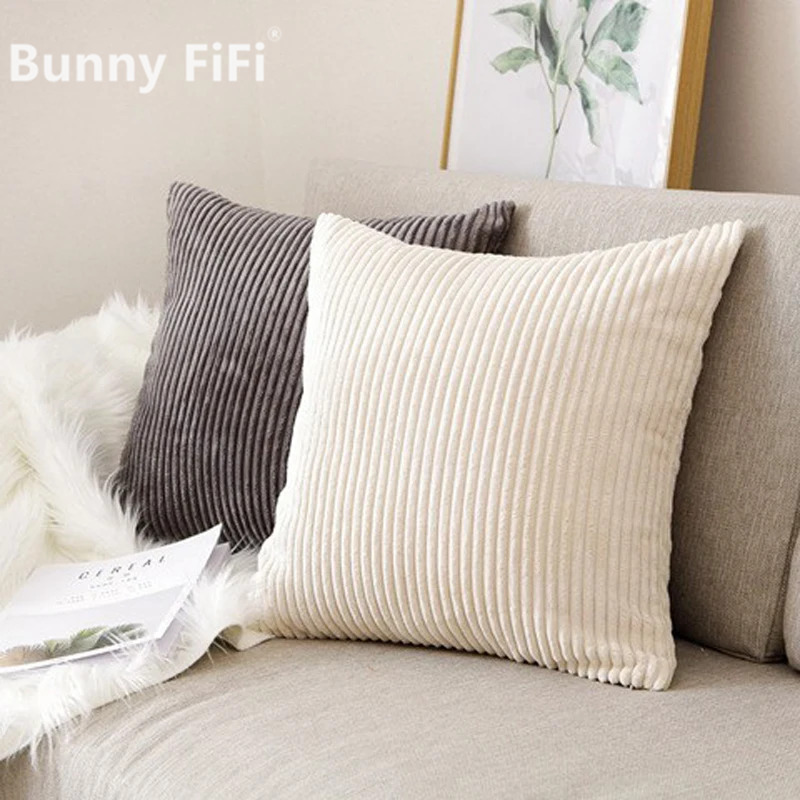 Funda de cojín a rayas de pana - Pillow Cover 20X20 reseña y precio